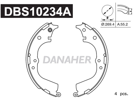 Jeu de mâchoires de frein DANAHER DBS10234A