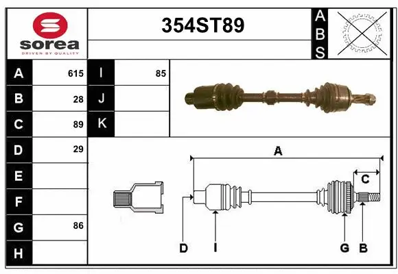Arbre de transmission STARTCAR 354ST89