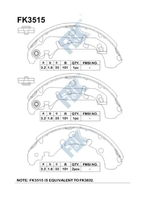 Jeu de mâchoires de frein FBK FK3515