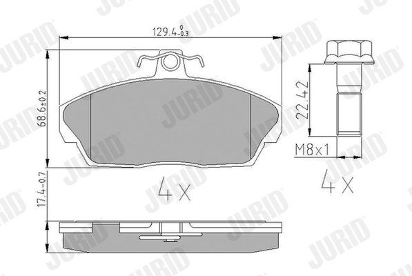 Kit de plaquettes de frein, frein à disque JURID 573203J