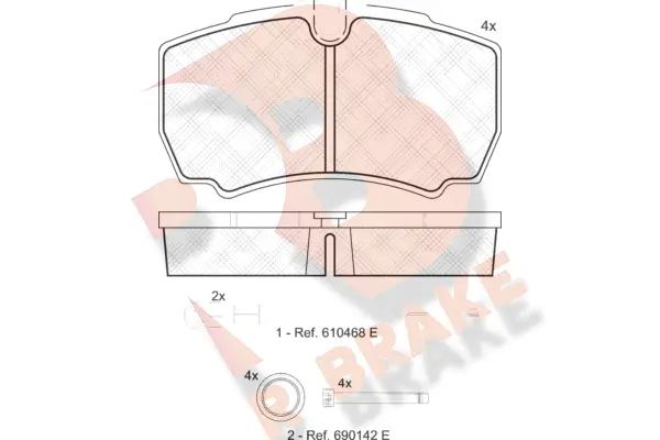 Kit de plaquettes de frein, frein à disque R BRAKE RB1640-117