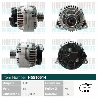 Alternateur HOFFER H5510514