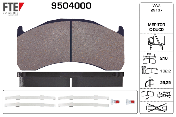 Kit de plaquettes de frein, frein à disque FTE 9504000