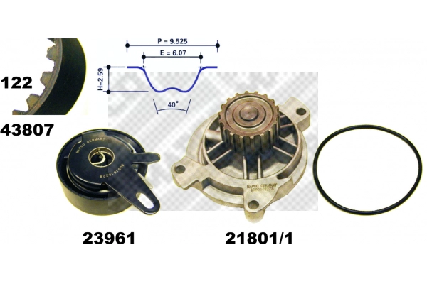 Pompe à eau + kit de courroie crantée MAPCO 41839/1
