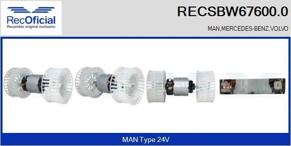 Pulseur d'air habitacle RECOFICIAL RECSBW67600.0
