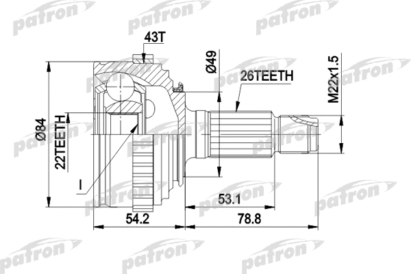 Jeu de joints, arbre de transmission PATRON PCV1303