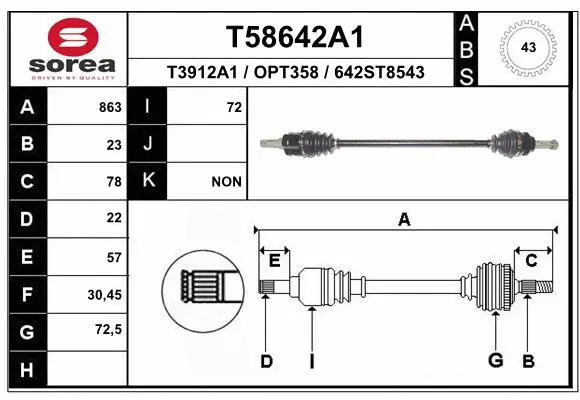Arbre de transmission EAI T58642A1