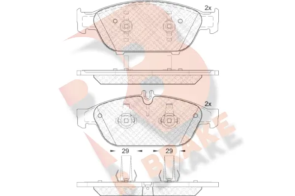 Kit de plaquettes de frein, frein à disque R BRAKE RB2103