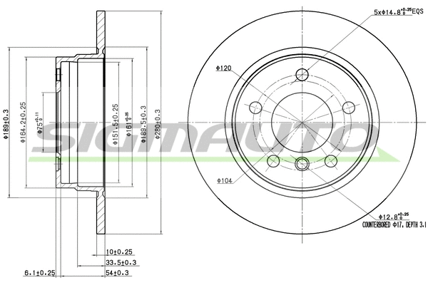 Disque de frein SIGMAUTO DBA249S