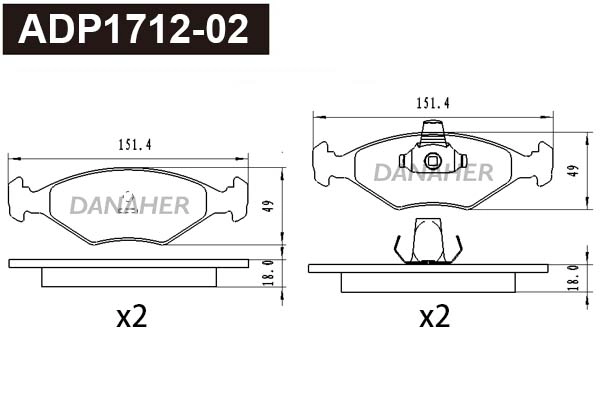 Kit de plaquettes de frein, frein à disque DANAHER ADP1712-02