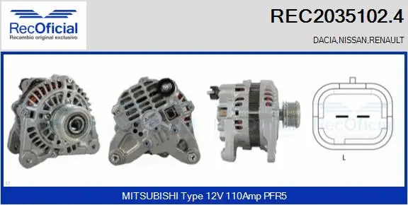Alternateur RECOFICIAL REC2035102.4
