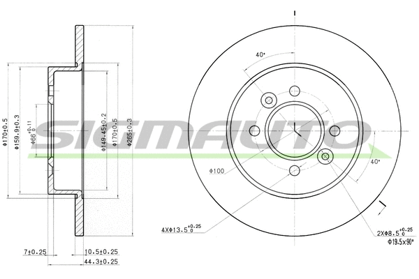 Disque de frein SIGMAUTO DBA362S