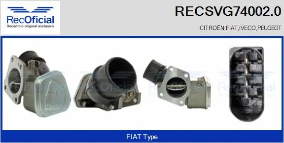 Vanne EGR RECOFICIAL RECSVG74002.0