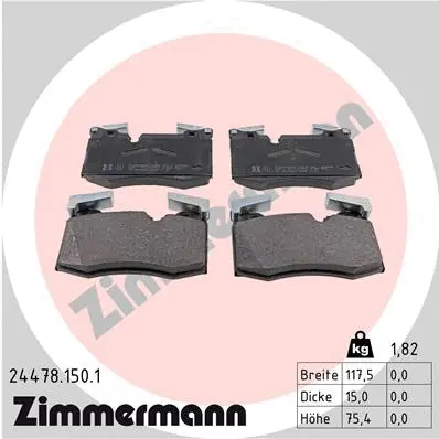 Kit de plaquettes de frein, frein à disque ZIMMERMANN 24478.150.1