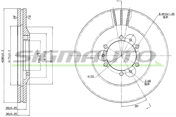 Disque de frein SIGMAUTO DBA694V