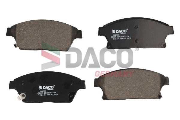 Kit de plaquettes de frein, frein à disque DACO Germany 322702