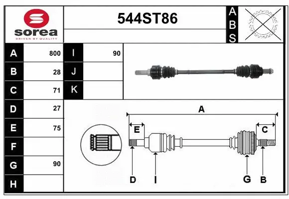 Arbre de transmission STARTCAR 544ST86