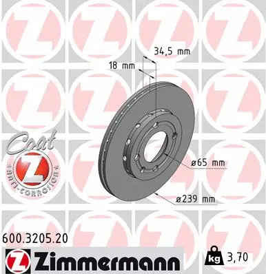 Disque de frein ZIMMERMANN 600.3205.20