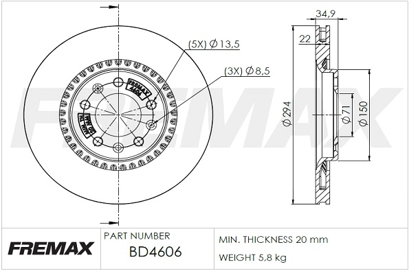 Disque de frein FREMAX BD-4606