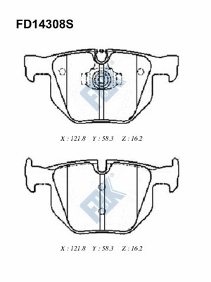 Kit de plaquettes de frein, frein à disque FBK FD14308S