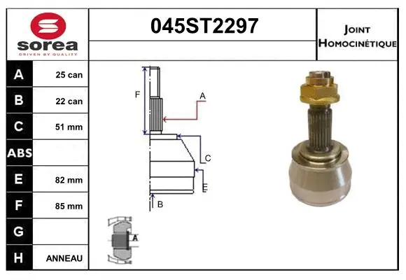 Jeu de joints, arbre de transmission STARTCAR 045ST2297