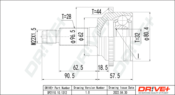Jeu de joints, arbre de transmission Dr!ve+ DP2110.10.1312