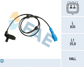 Capteur, vitesse de roue FAE 78140