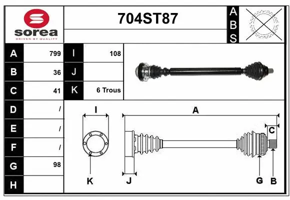 Arbre de transmission STARTCAR 704ST87