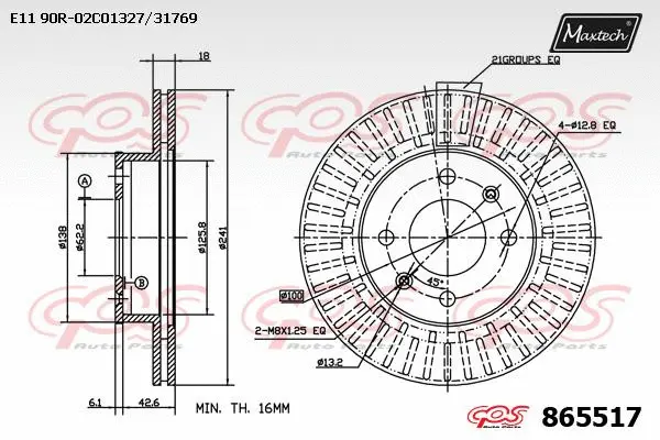 Disque de frein MAXTECH 865517
