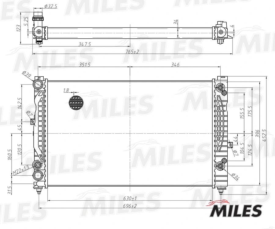 Radiateur, refroidissement du moteur MILES ACRM013