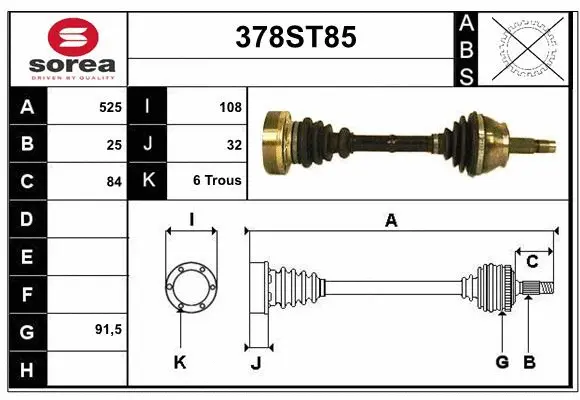 Arbre de transmission STARTCAR 378ST85