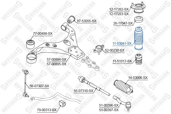 Bouchon de protection/soufflet, amortisseur STELLOX 11-53041-SX