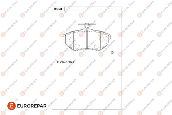 Kit de plaquettes de frein, frein à disque EUROREPAR 1681209980