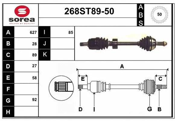 Arbre de transmission STARTCAR 268ST89-50