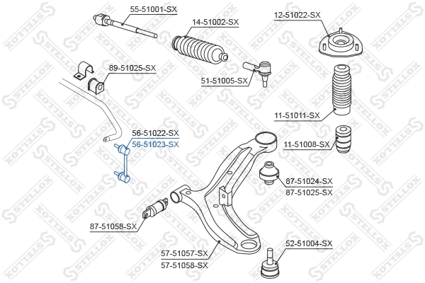 Entretoise/tige, stabilisateur STELLOX 56-51023-SX