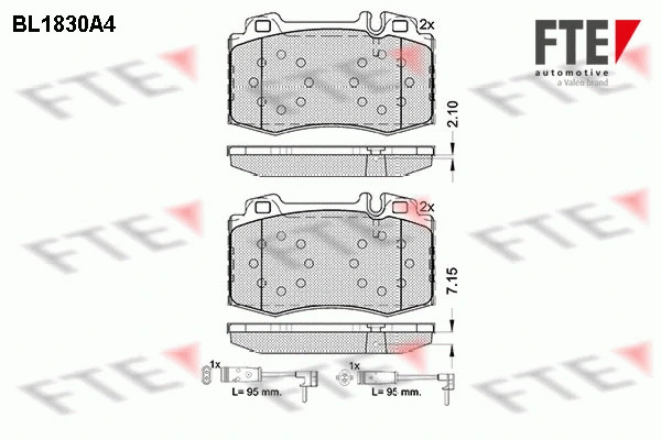 Kit de plaquettes de frein, frein à disque FTE 9010409