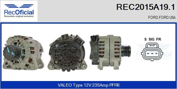 Alternateur RECOFICIAL REC2015A19.1