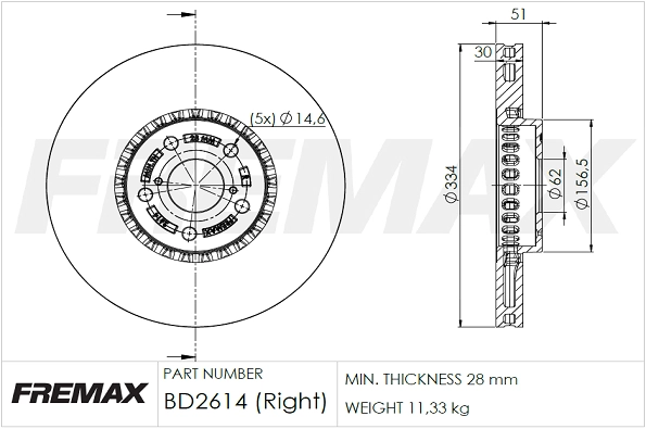 Disque de frein FREMAX BD-2614