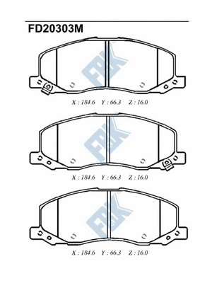 Kit de plaquettes de frein, frein à disque FBK FD20303M