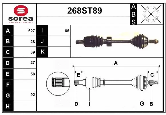 Arbre de transmission STARTCAR 268ST89