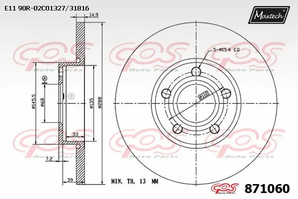 Disque de frein MAXTECH 871060