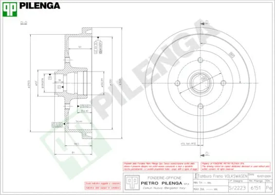 Tambour de frein PILENGA 6151