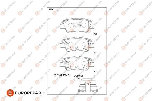 Kit de plaquettes de frein, frein à disque EUROREPAR 1681208880