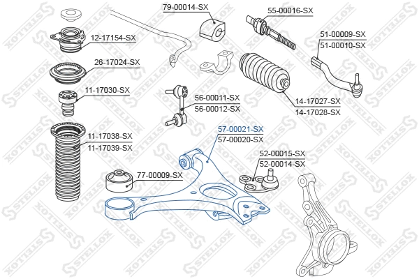 Bras de liaison, suspension de roue STELLOX 57-00021-SX