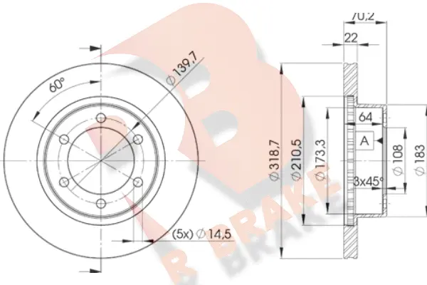 Disque de frein R BRAKE 78RBD25210