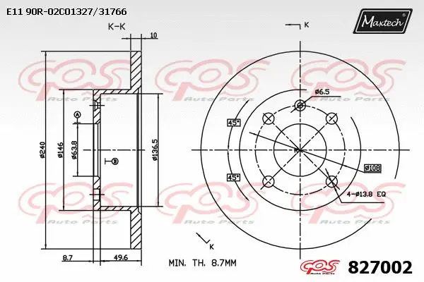 Disque de frein MAXTECH 827002