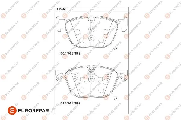 Kit de plaquettes de frein, frein à disque EUROREPAR 1681232180