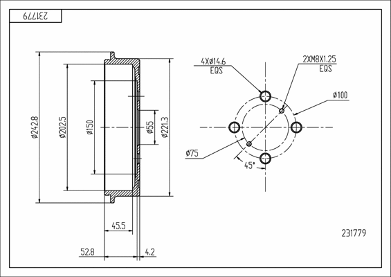 Tambour de frein HART 231 779