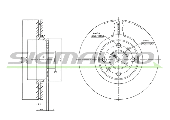Disque de frein SIGMAUTO DBB124V