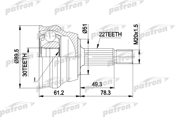 Jeu de joints, arbre de transmission PATRON PCV1050